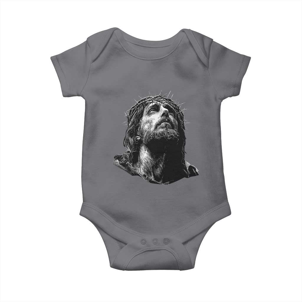 Jesus Christ Religious Christian Faith Crown Of Thorns Baby Onesie TS11 Charcoal Print Your Wear