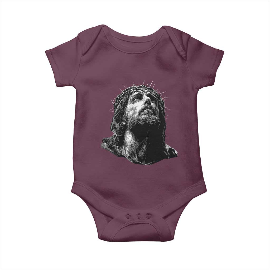 Jesus Christ Religious Christian Faith Crown Of Thorns Baby Onesie TS11 Maroon Print Your Wear