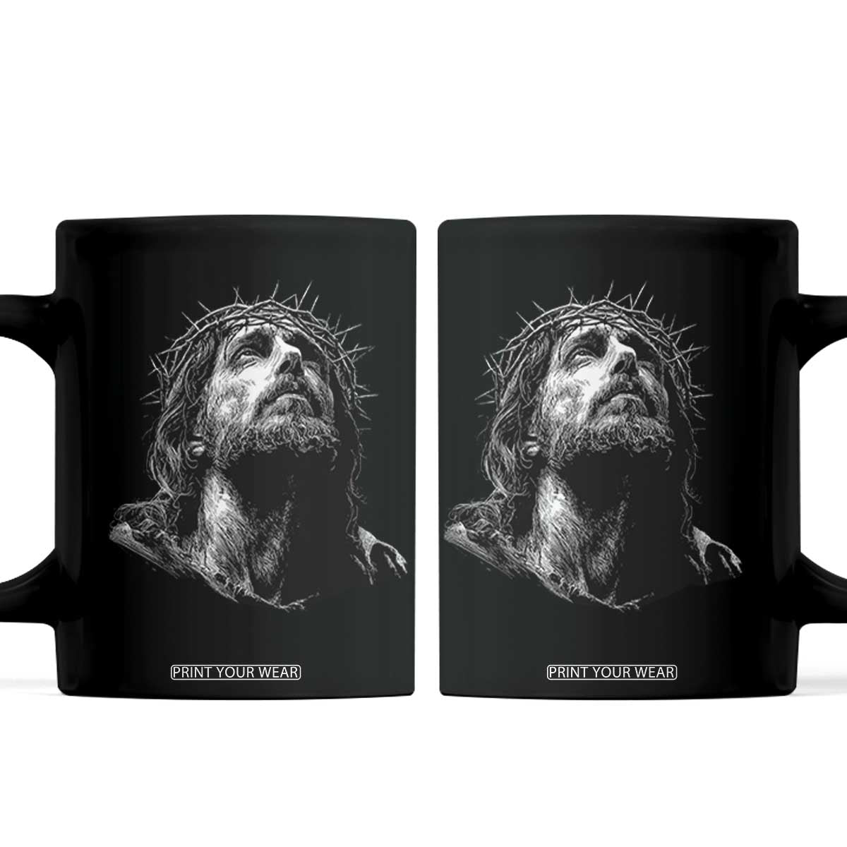 Jesus Christ Religious Christian Faith Crown Of Thorns Coffee Mug TS11 Black Print Your Wear