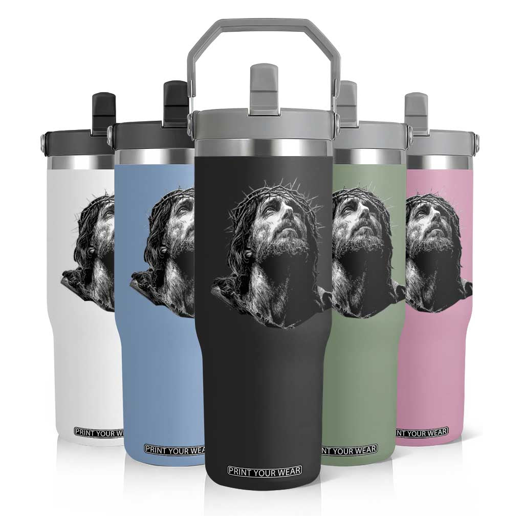 Jesus Christ Religious Christian Faith Crown Of Thorns Flip Straw Tumbler TS11 Print Your Wear