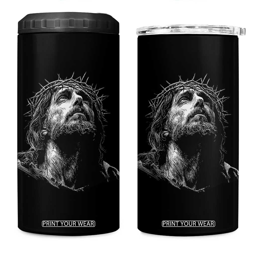 Jesus Christ Religious Christian Faith Crown Of Thorns 4 in 1 Can Cooler Tumbler TS11 One Size: 16 oz Black Print Your Wear