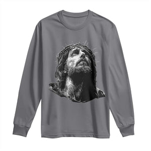 Jesus Christ Religious Christian Faith Crown Of Thorns Long Sleeve Shirt TS11 Charcoal Print Your Wear
