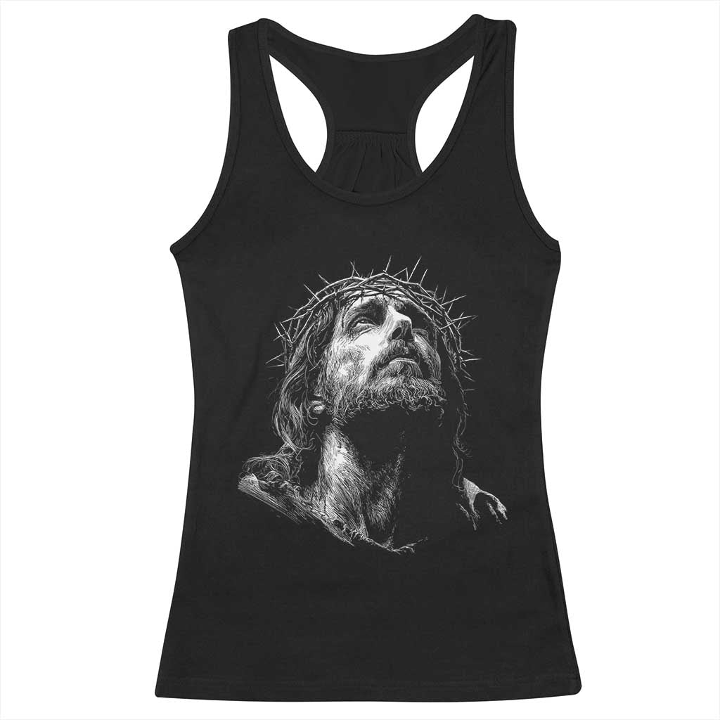 Jesus Christ Religious Christian Faith Crown Of Thorns Racerback Tank Top TS11 Black Print Your Wear