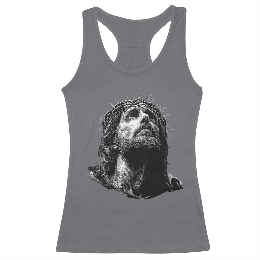 Jesus Christ Religious Christian Faith Crown Of Thorns Racerback Tank Top TS11 Charcoal Print Your Wear