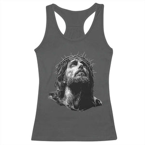 Jesus Christ Religious Christian Faith Crown Of Thorns Racerback Tank Top TS11 Dark Heather Print Your Wear