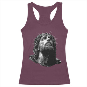 Jesus Christ Religious Christian Faith Crown Of Thorns Racerback Tank Top TS11 Maroon Print Your Wear