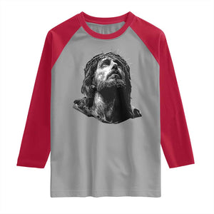 Jesus Christ Religious Christian Faith Crown Of Thorns Raglan Shirt TS11 Sport Gray Red Print Your Wear