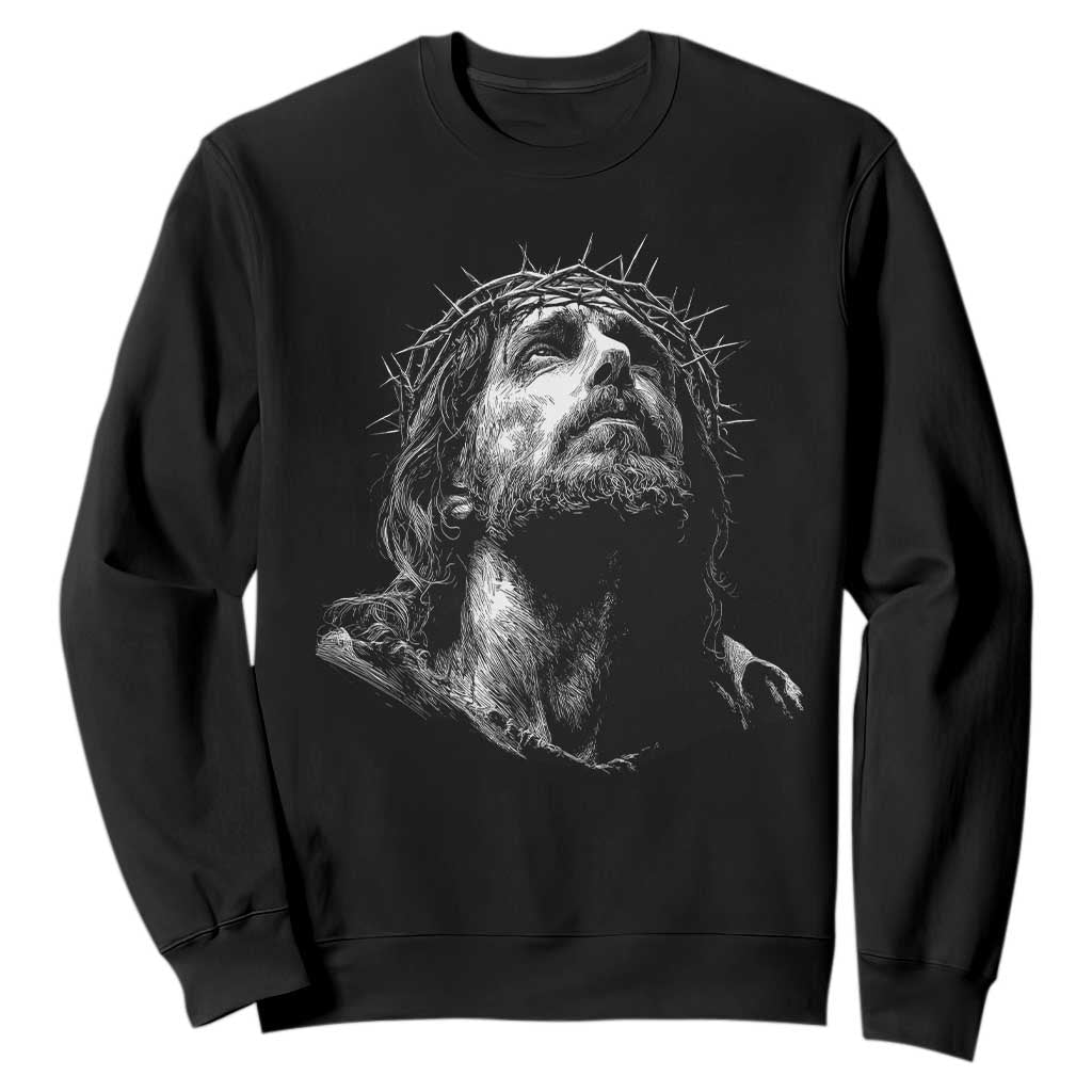 Jesus Christ Religious Christian Faith Crown Of Thorns Sweatshirt TS11 Black Print Your Wear