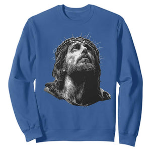 Jesus Christ Religious Christian Faith Crown Of Thorns Sweatshirt TS11 Royal Blue Print Your Wear