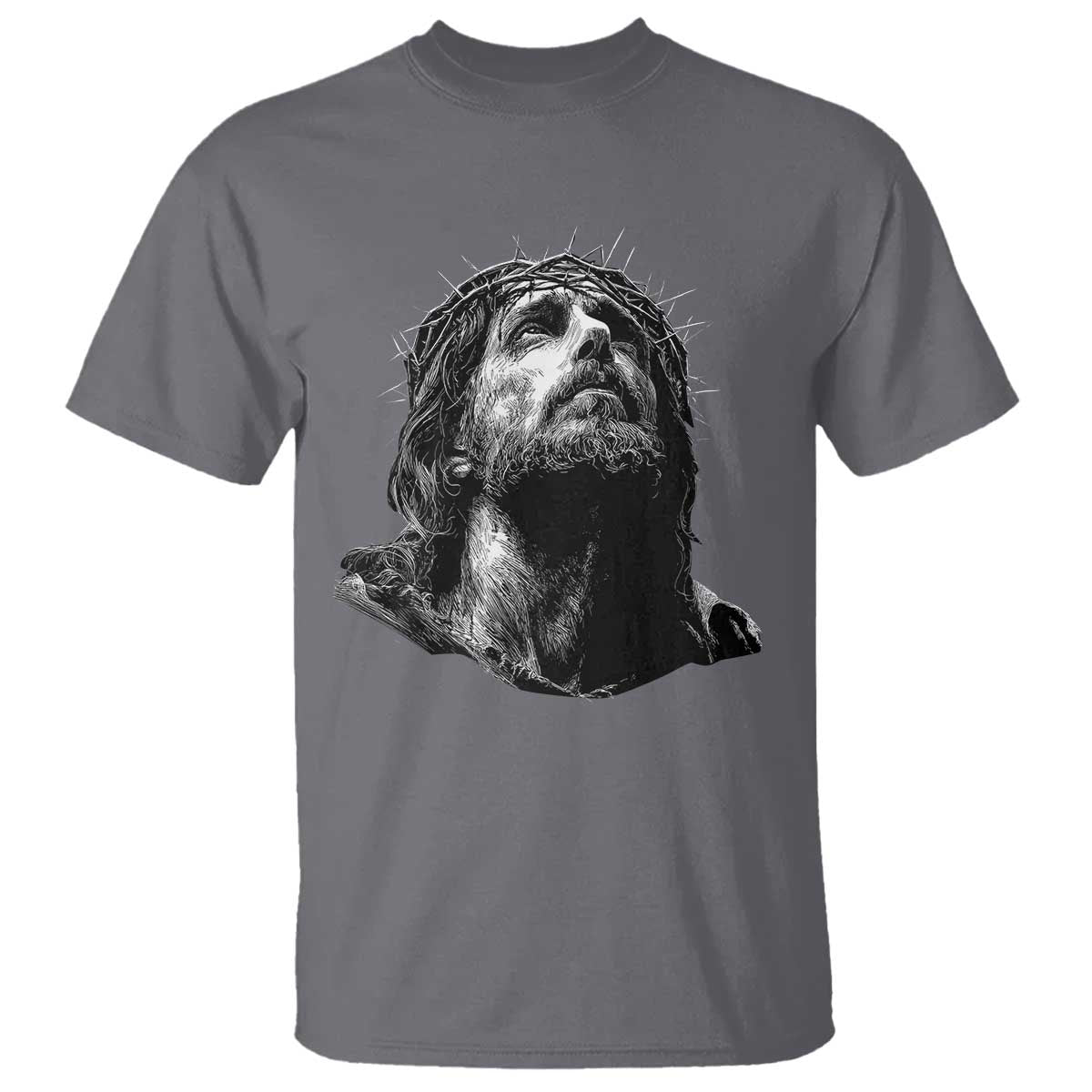 Jesus Christ Religious Christian Faith Crown Of Thorns T Shirt TS11 Charcoal Print Your Wear