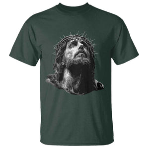 Jesus Christ Religious Christian Faith Crown Of Thorns T Shirt TS11 Dark Forest Green Print Your Wear