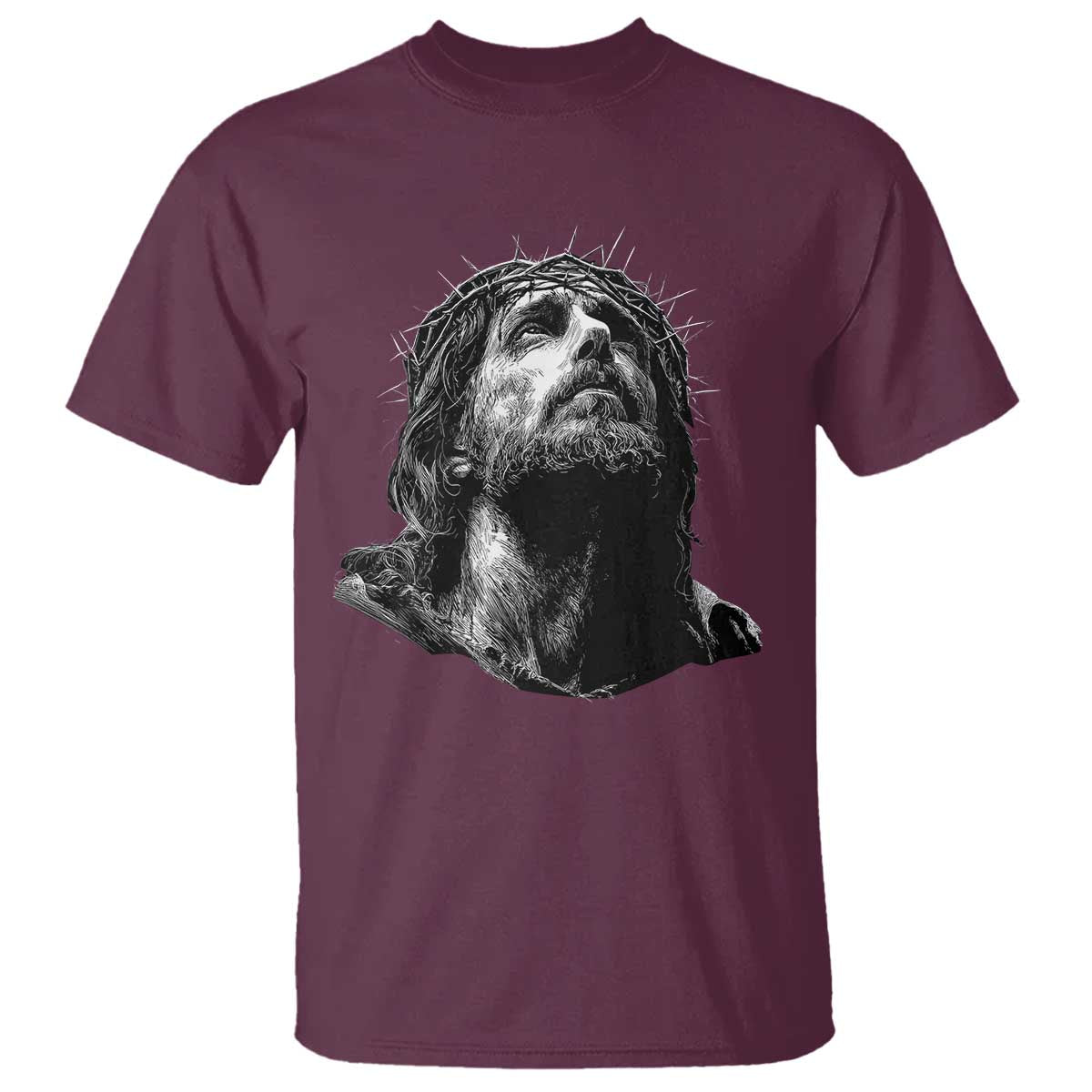 Jesus Christ Religious Christian Faith Crown Of Thorns T Shirt TS11 Maroon Print Your Wear