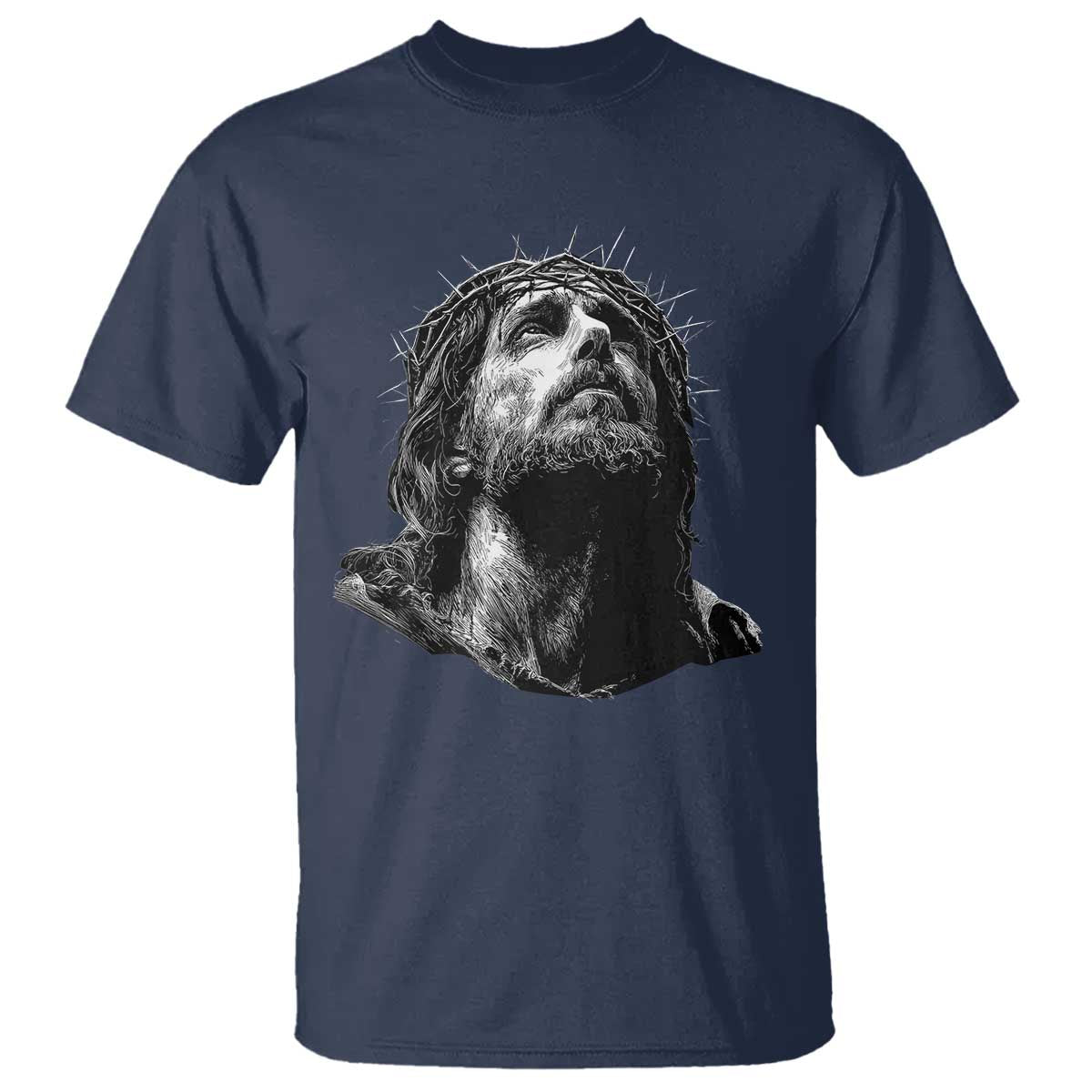 Jesus Christ Religious Christian Faith Crown Of Thorns T Shirt TS11 Navy Print Your Wear