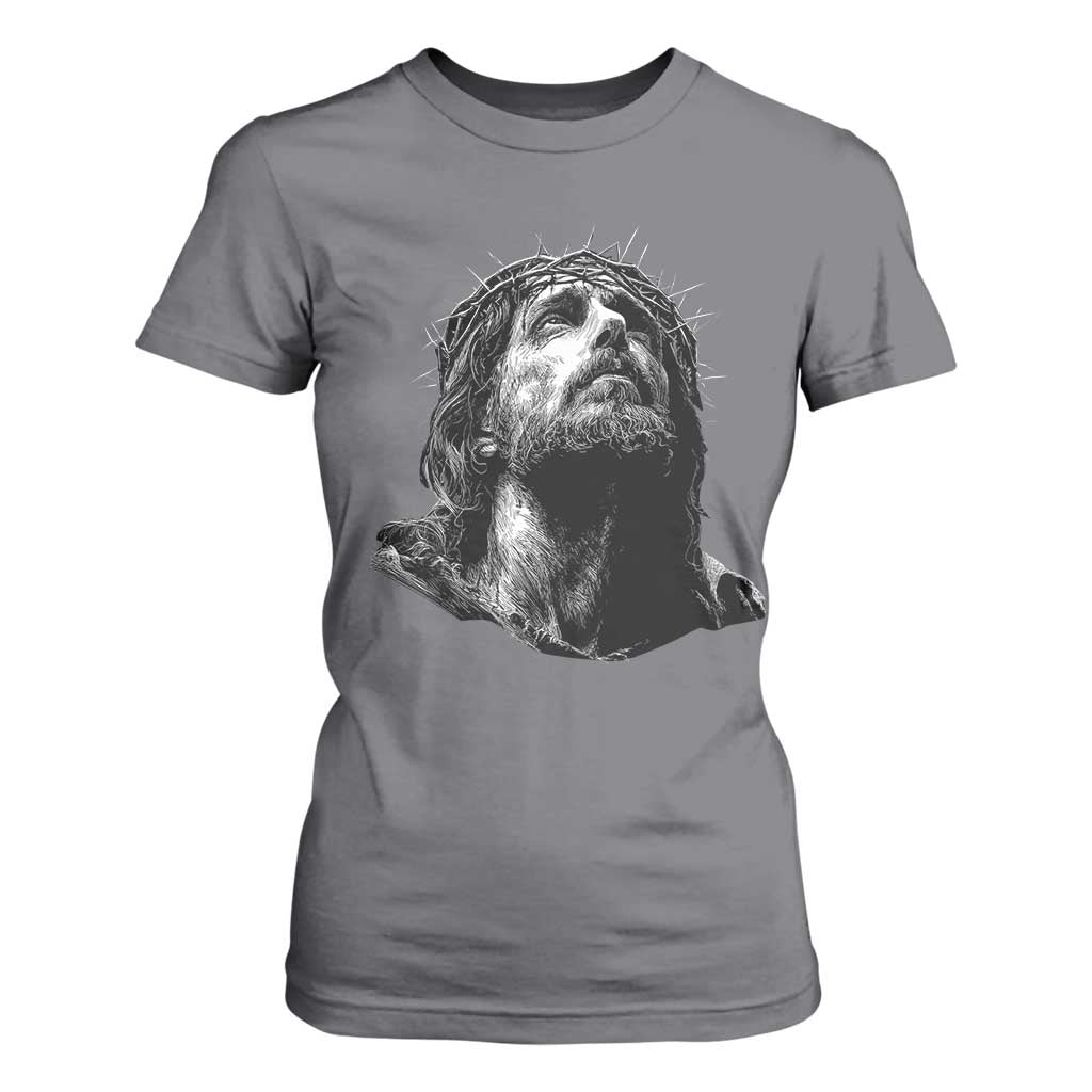 Jesus Christ Religious Christian Faith Crown Of Thorns T Shirt For Women TS11 Charcoal Print Your Wear
