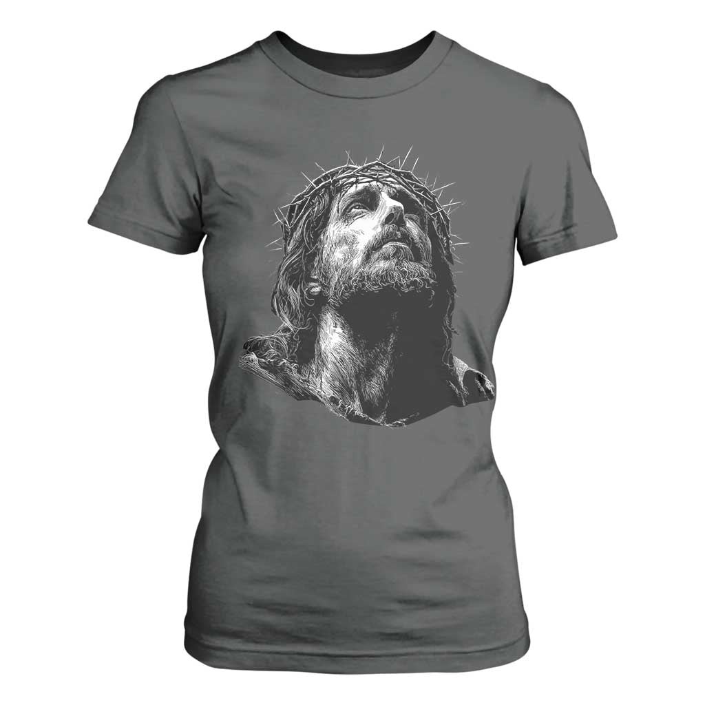 Jesus Christ Religious Christian Faith Crown Of Thorns T Shirt For Women TS11 Dark Heather Print Your Wear
