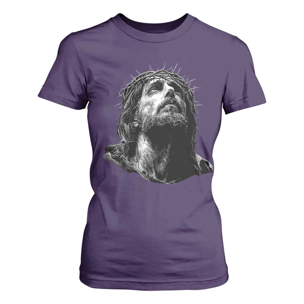 Jesus Christ Religious Christian Faith Crown Of Thorns T Shirt For Women TS11 Purple Print Your Wear