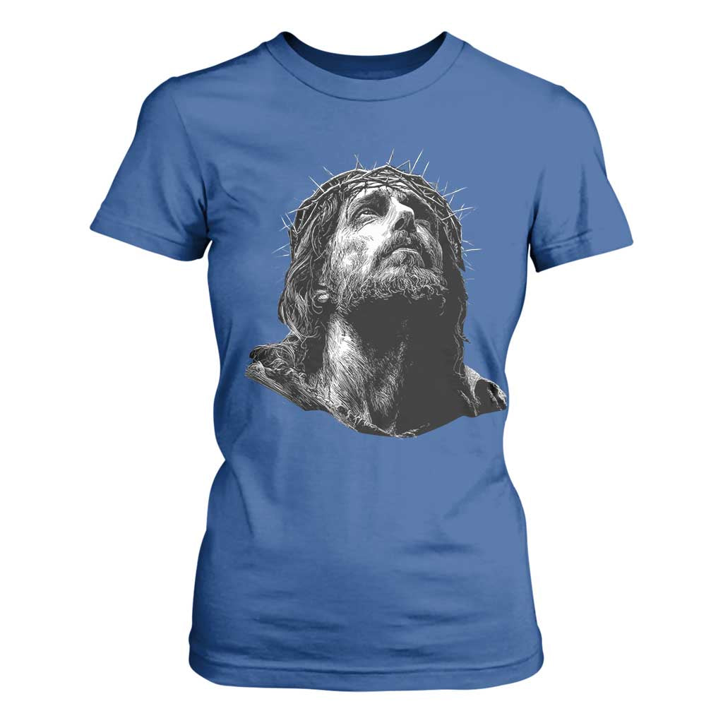 Jesus Christ Religious Christian Faith Crown Of Thorns T Shirt For Women TS11 Royal Blue Print Your Wear
