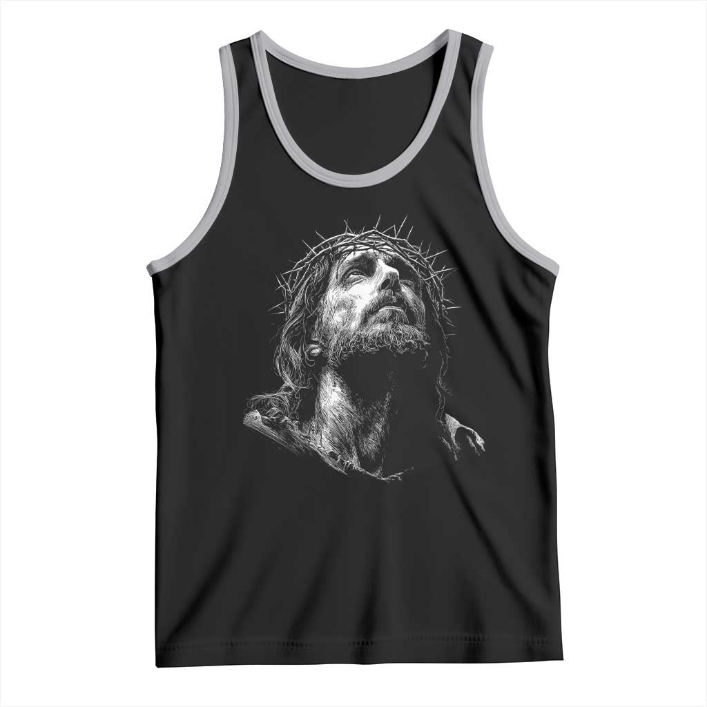 Jesus Christ Religious Christian Faith Crown Of Thorns Tank Top TS11 Black Athletic Heather Print Your Wear