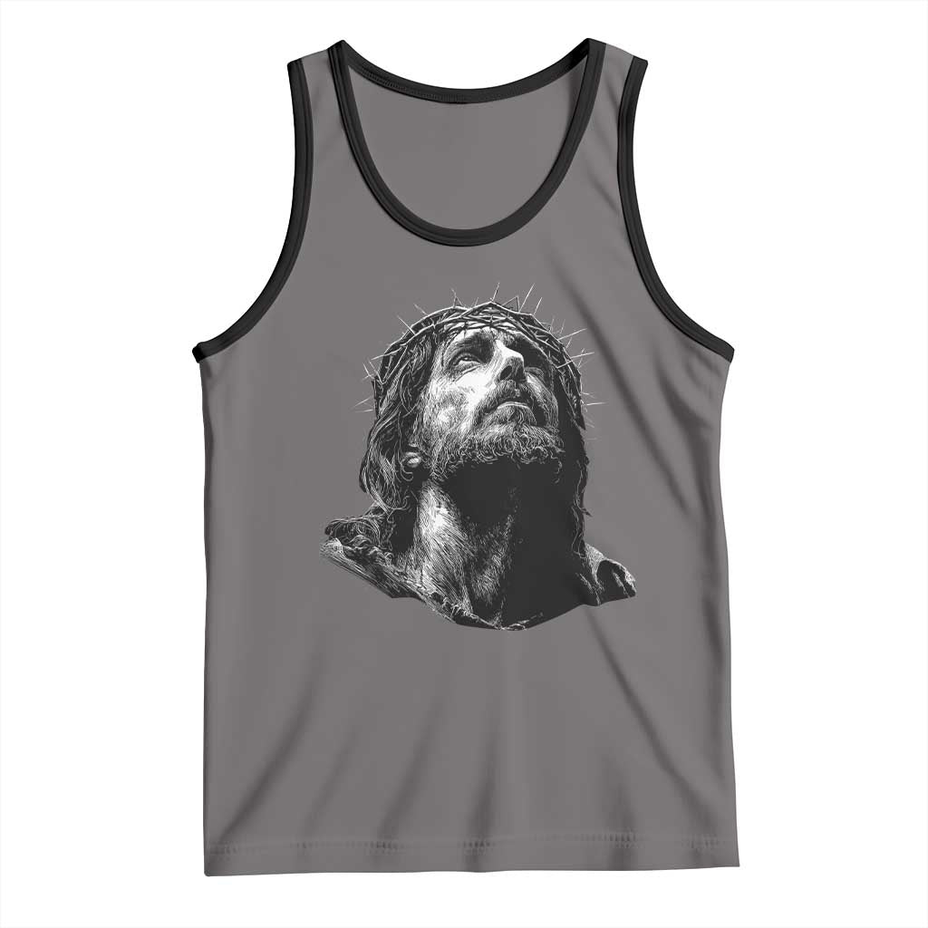 Jesus Christ Religious Christian Faith Crown Of Thorns Tank Top TS11 Deep Heather Black Print Your Wear