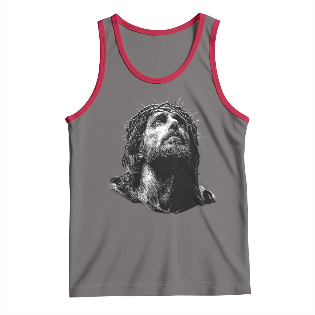 Jesus Christ Religious Christian Faith Crown Of Thorns Tank Top TS11 Deep Heather Red Print Your Wear