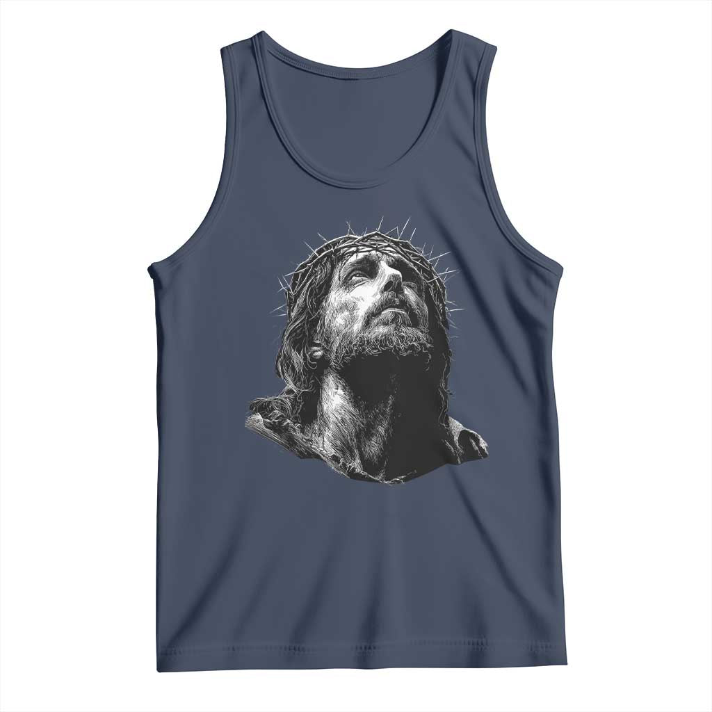 Jesus Christ Religious Christian Faith Crown Of Thorns Tank Top TS11 Navy Print Your Wear
