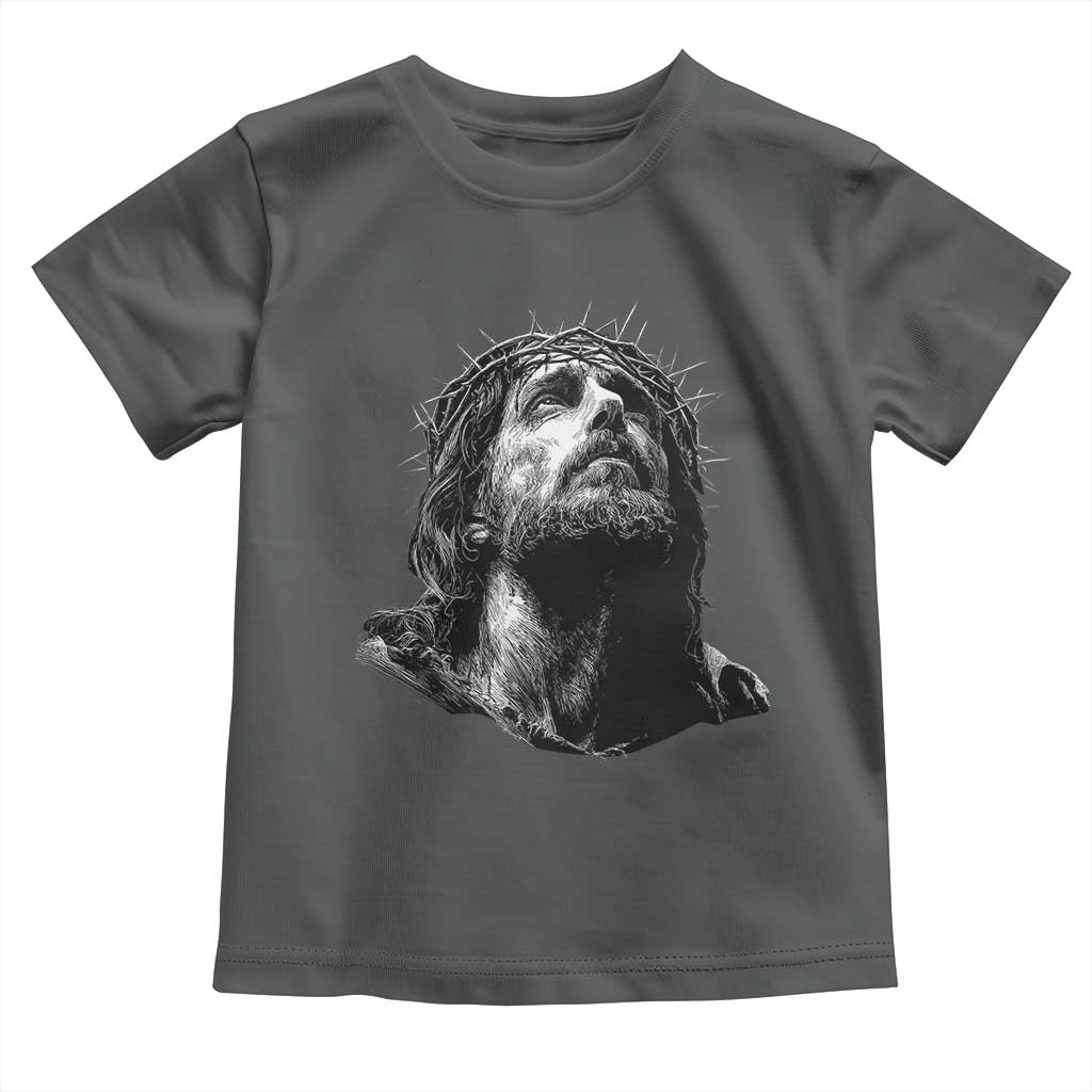 Jesus Christ Religious Christian Faith Crown Of Thorns Toddler T Shirt TS11 Dark Heather Print Your Wear