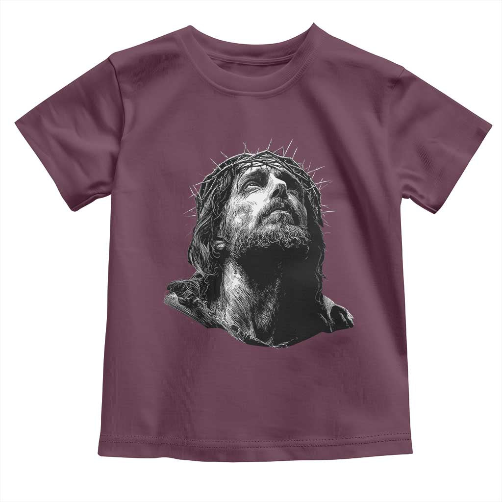 Jesus Christ Religious Christian Faith Crown Of Thorns Toddler T Shirt TS11 Maroon Print Your Wear