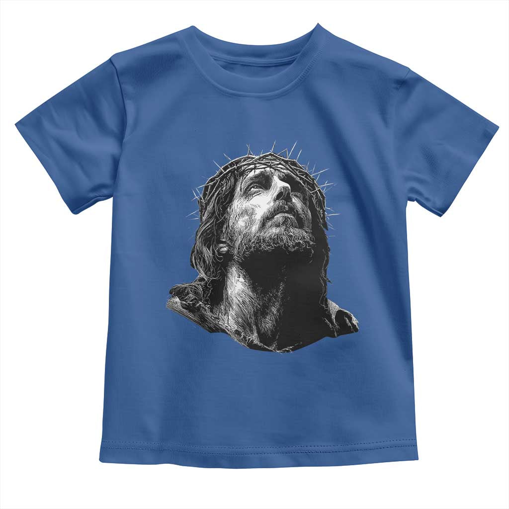 Jesus Christ Religious Christian Faith Crown Of Thorns Toddler T Shirt TS11 Royal Blue Print Your Wear