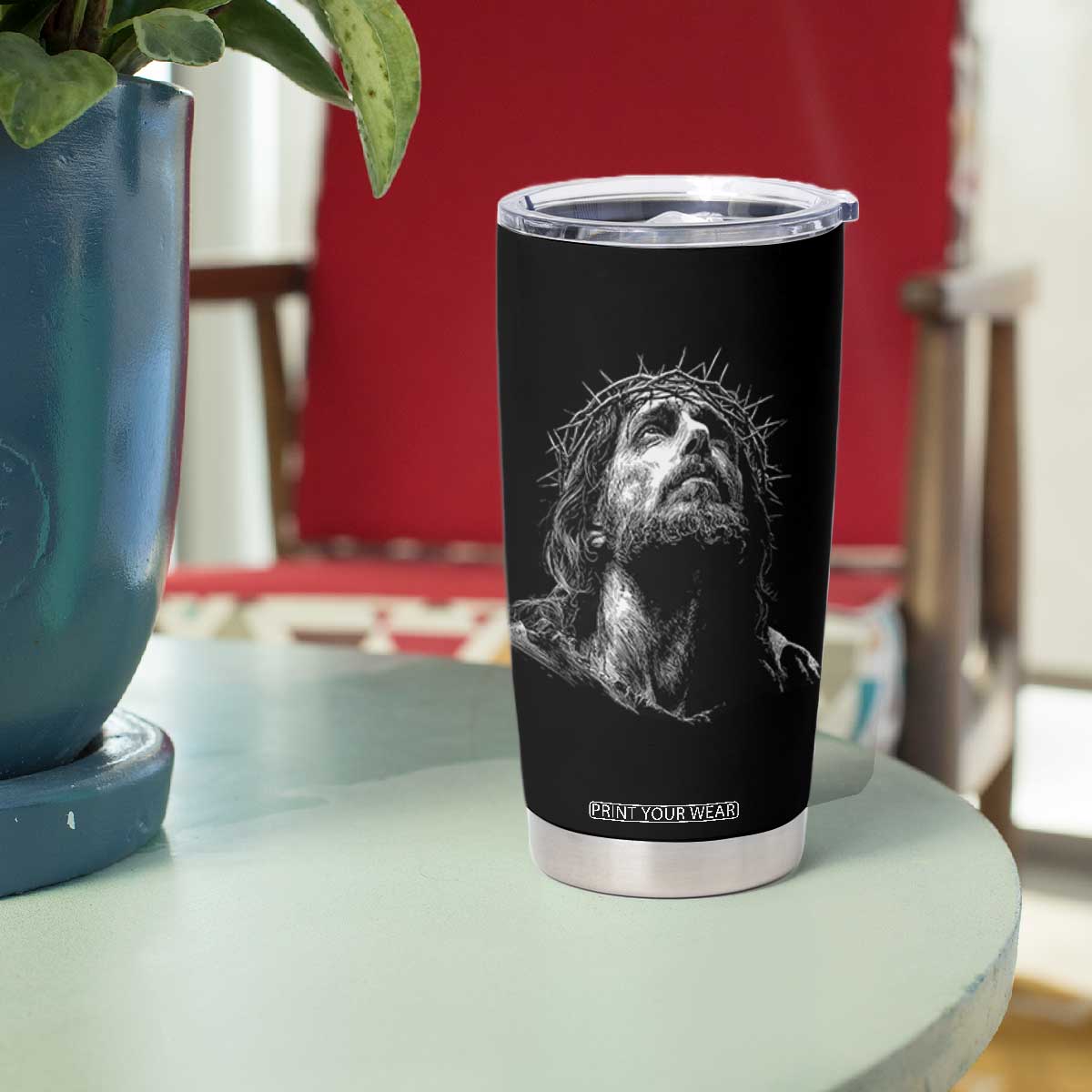 Jesus Christ Religious Christian Faith Crown Of Thorns Tumbler Cup TS11 Print Your Wear