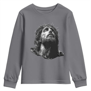 Jesus Christ Religious Christian Faith Crown Of Thorns Youth Sweatshirt TS11 Charcoal Print Your Wear