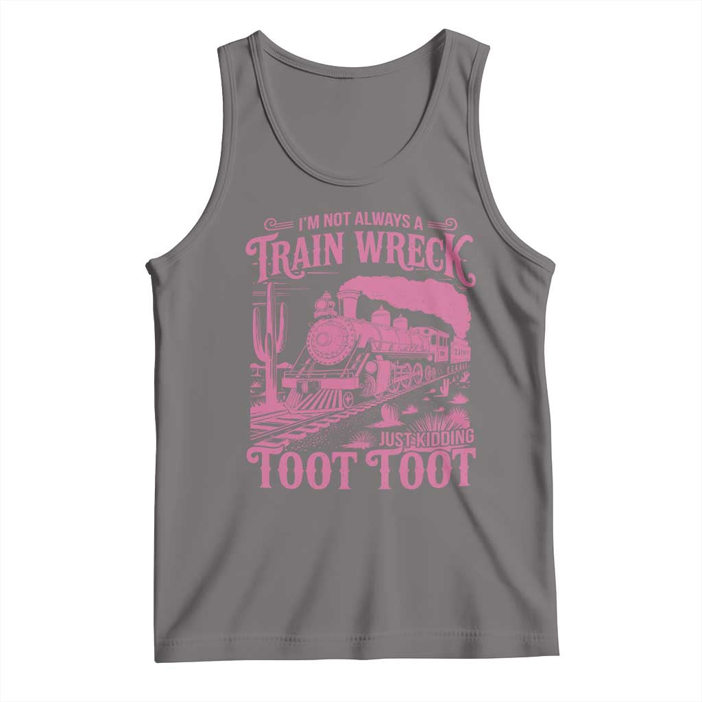 Funny I Am Not Always A Train Wreck Just Kidding Toot Toot Tank Top Pink Train TS11 Deep Heather Print Your Wear