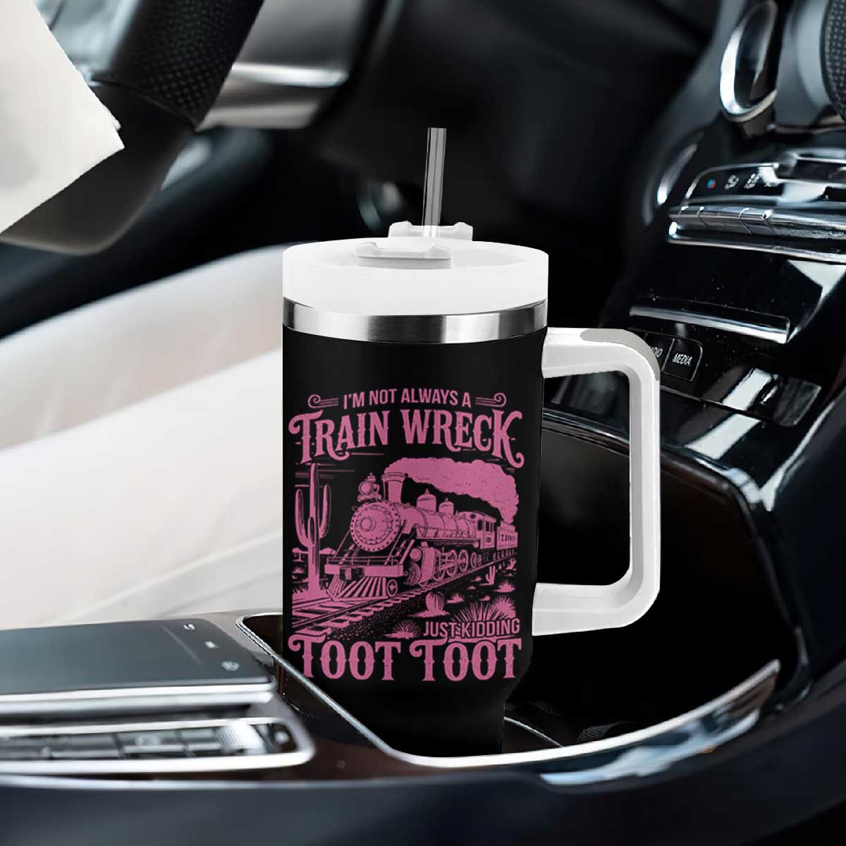 Funny I Am Not Always A Train Wreck Just Kidding Toot Toot Tumbler With Handle Pink Train TS11 Print Your Wear