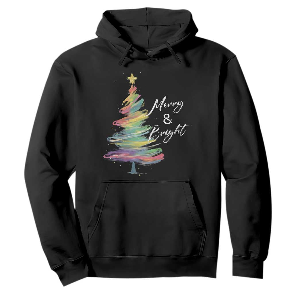Christmas Hoodie Merry And Bright Colorful Xmas Tree TS11 Black Print Your Wear