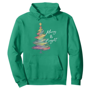 Christmas Hoodie Merry And Bright Colorful Xmas Tree TS11 Irish Green Print Your Wear