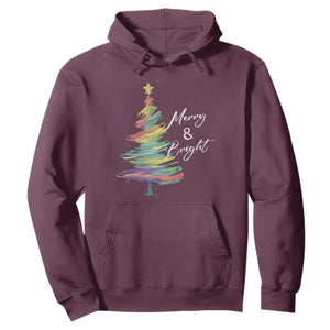 Christmas Hoodie Merry And Bright Colorful Xmas Tree TS11 Maroon Print Your Wear