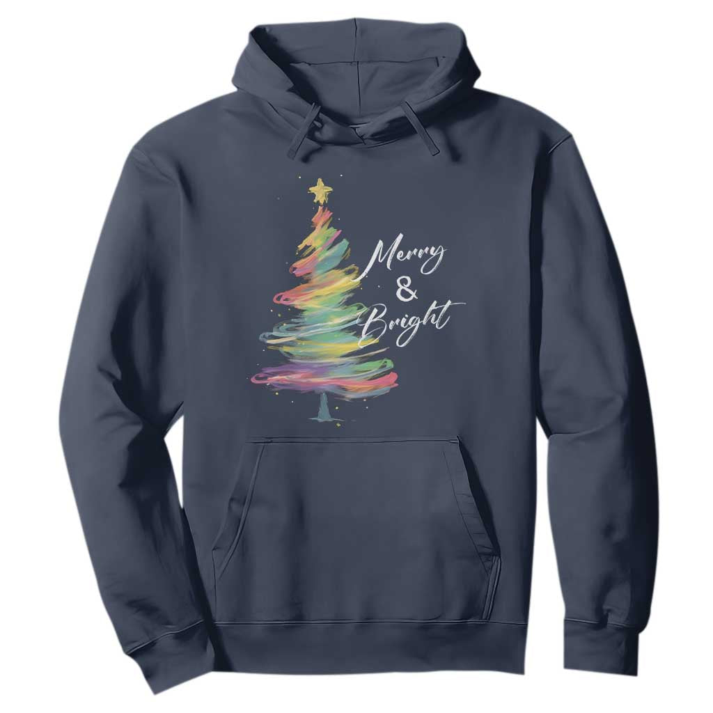Christmas Hoodie Merry And Bright Colorful Xmas Tree TS11 Navy Print Your Wear