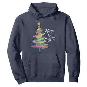 Christmas Hoodie Merry And Bright Colorful Xmas Tree TS11 Navy Print Your Wear