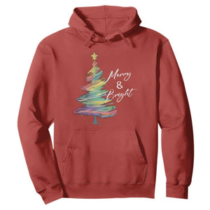 Christmas Hoodie Merry And Bright Colorful Xmas Tree TS11 Red Print Your Wear
