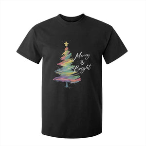 Christmas T Shirt For Kid Merry And Bright Colorful Xmas Tree TS11 Black Print Your Wear