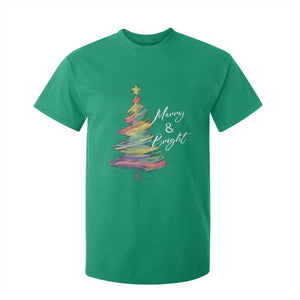 Christmas T Shirt For Kid Merry And Bright Colorful Xmas Tree TS11 Irish Green Print Your Wear