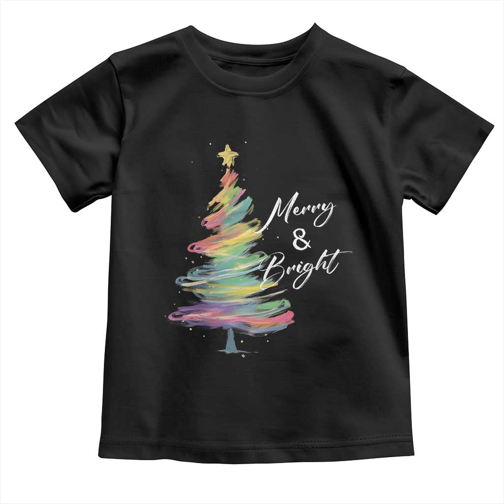 Christmas Toddler T Shirt Merry And Bright Colorful Xmas Tree TS11 Black Print Your Wear