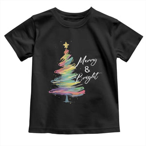 Christmas Toddler T Shirt Merry And Bright Colorful Xmas Tree TS11 Black Print Your Wear
