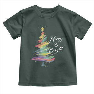 Christmas Toddler T Shirt Merry And Bright Colorful Xmas Tree TS11 Dark Forest Green Print Your Wear