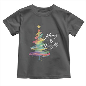 Christmas Toddler T Shirt Merry And Bright Colorful Xmas Tree TS11 Dark Heather Print Your Wear