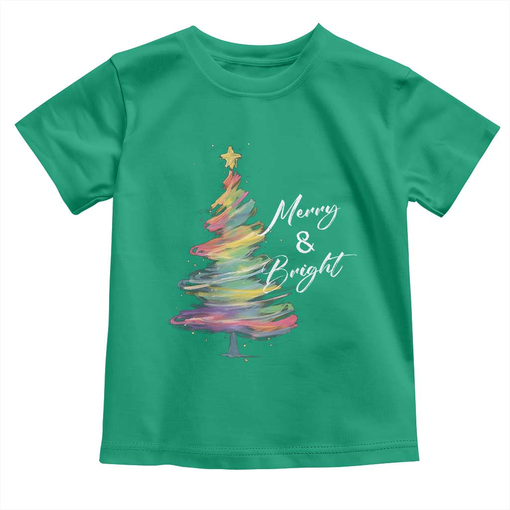 Christmas Toddler T Shirt Merry And Bright Colorful Xmas Tree TS11 Irish Green Print Your Wear