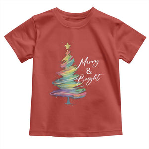 Christmas Toddler T Shirt Merry And Bright Colorful Xmas Tree TS11 Red Print Your Wear