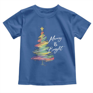 Christmas Toddler T Shirt Merry And Bright Colorful Xmas Tree TS11 Royal Blue Print Your Wear
