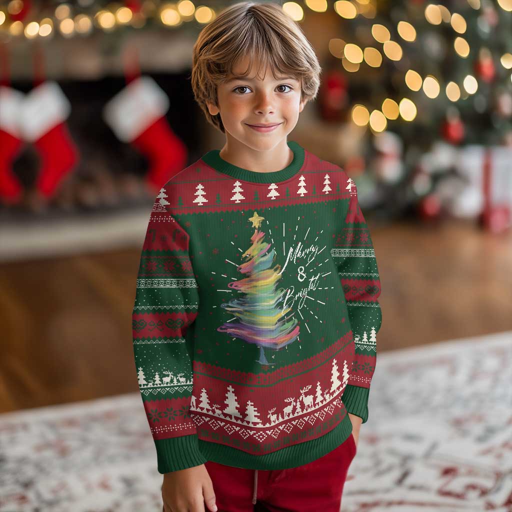 Xmas Ugly Christmas Sweater Merry And Bright Colorful Xmas Tree TS11 Christmas Print Your Wear