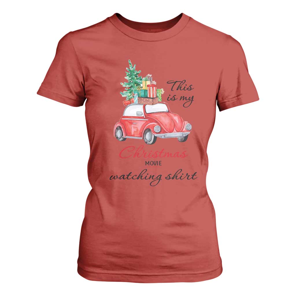 Funny This Is My Christmas Movie Watching Shirt T Shirt For Women Red Car Xmas Tree TS11 Red Print Your Wear