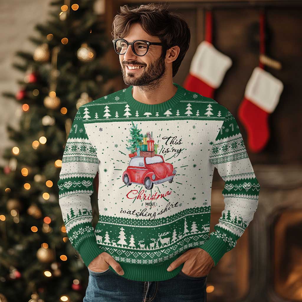 Funny This Is My Christmas Movie Watching Shirt Ugly Christmas Sweater Red Car Xmas Tree TS11 Green Print Your Wear